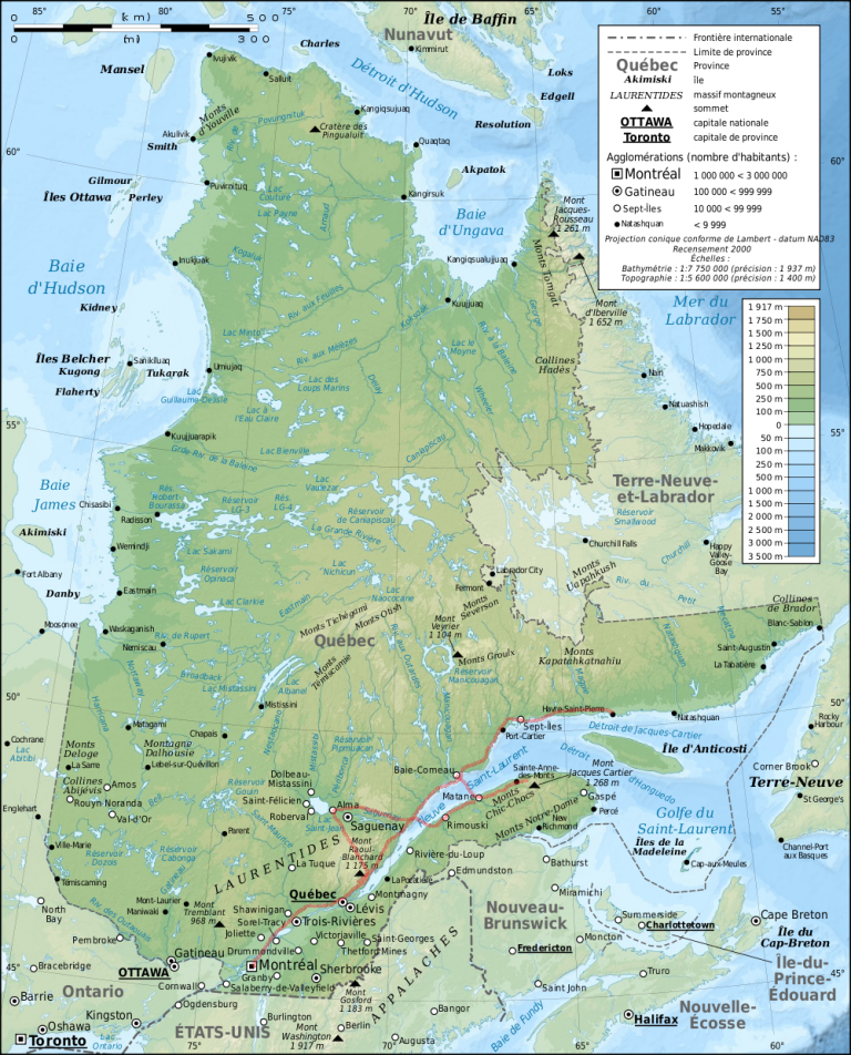 map quebec - route