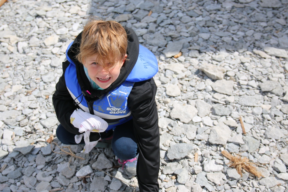 big J collecting stones