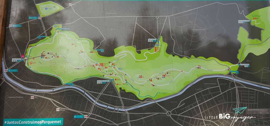 map of Parque Metropolitano of Santiago de Chile