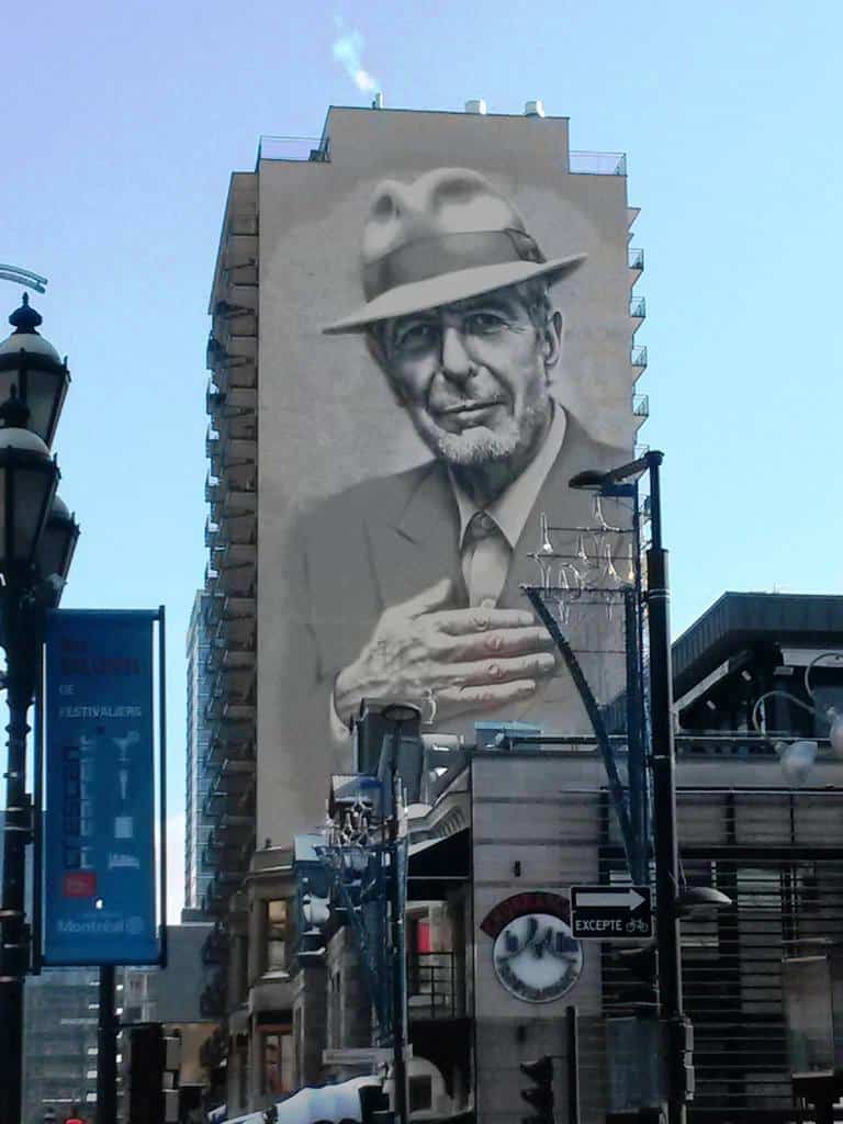 hard Cohen Mural Montreal 2017 on Crescent.