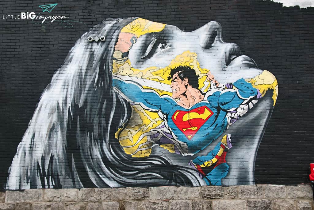 superman in womans head mural Montreal